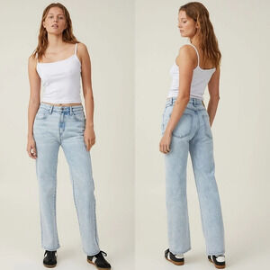 Cotton On Light Wash Straight Leg High Waist Jeans Women's 12 90s Relaxed Casual